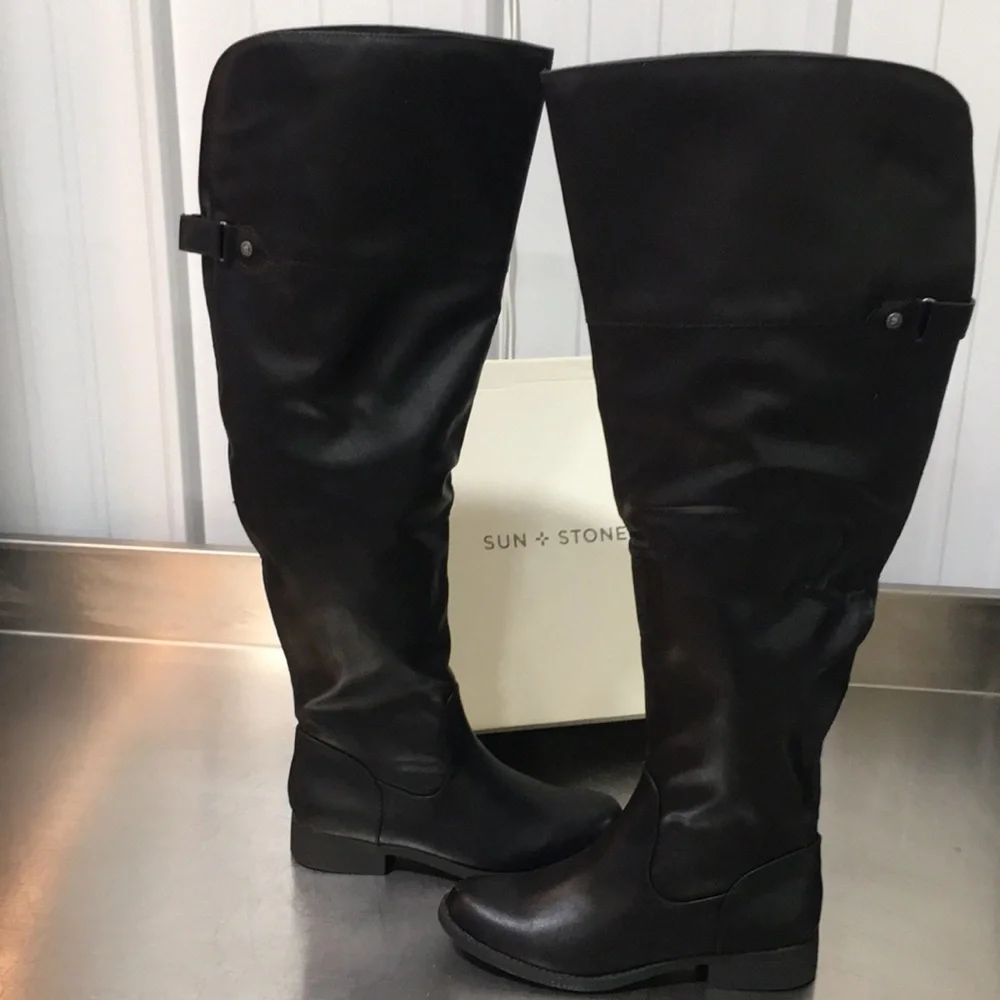 New WB Woman’s Sun + Stone Black Over-the-Knee Riding Boots